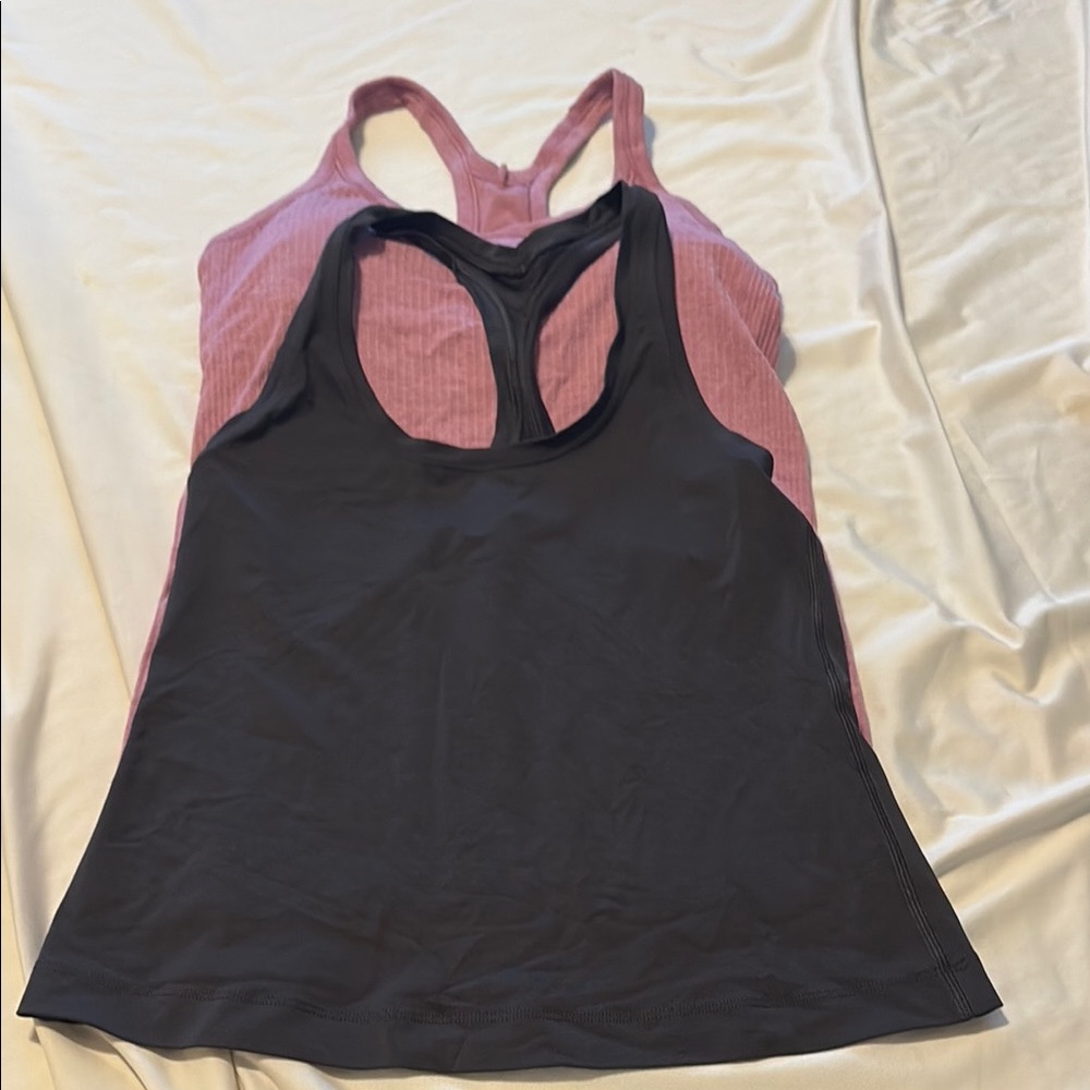 Lululemon Women's Black and Pink Tank Tops